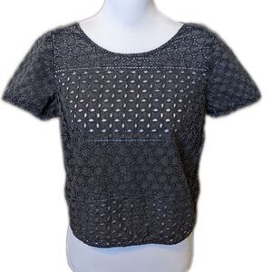 American Eagle Outfitters washed out black slightly cropped blouse, eyelet M